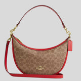 COACH Aria Shoulder Bag In Signature Canvas Tan/Carnation CCL26
