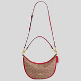 COACH Aria Shoulder Bag In Signature Canvas Tan/Carnation CCL26