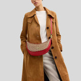 COACH Aria Shoulder Bag In Signature Canvas Tan/Carnation CCL26