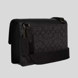 COACH Turner Flap Crossbody Bag In Signature Canvas Charcoal/Black CCQ53