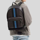 COACH West Backpack In Signature Canvas With Varsity Stripe Walnut Multi CDC54