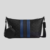 COACH Small Finn Crossbody Bag With Pouch In Signature Canvas With Varsity Stripe Black Multi CDC62