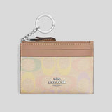 COACH Mini Skinny Id Case In Rainbow Signature Canvas Sand Multi CDF92