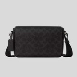 COACH Jack Small Flap Crossbody Bag In Signature Canvas Black Signature CDZ95