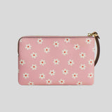 COACH Corner Zip Wristlet With Floral Print Pink Multi CEX39