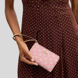 COACH Corner Zip Wristlet With Floral Print Pink Multi CEX39