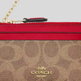 COACH Mini Skinny ID Case In Signature Canvas Tan/Carnation CW870