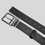 COACH Double Bar Buckle Cut-To-Size Reversible Belt, 38 Mm Charcoal/Black CY997