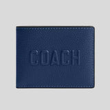 COACH Slim Billfold Wallet With Coach Graphic Deep Blue CZ062