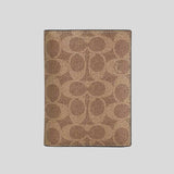 COACH Passport Card Case In Signature Canvas Tan/Black CW170