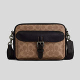 COACH Warner Crossbody Bag In Signature Canvas Tan/Black CW217