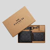 COACH Boxed 3-In-1 Wallet Gift Set In Signature Canvas Charcoal/Black CW344