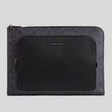 COACH Ethan Portfolio In Signature Canvas Charcoal/Black CW363