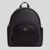COACH Court Backpack In Signature Canvas Charcoal/Black CZ176