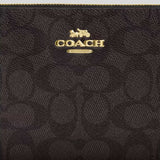 COACH Large Corner Zip Wristlet In Signature Canvas Walnut/Black CZ277