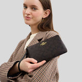 COACH Large Corner Zip Wristlet In Signature Canvas Walnut/Black CZ277