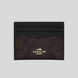COACH Unisex Slim Id Card Case In Signature Canvas Walnut/Black CZ286