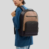 COACH Ethan Backpack In Blocked Signature Canvas Tan/Charcoal/Black CZ392