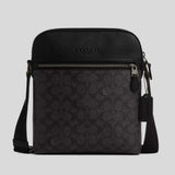 COACH Houston Flight Bag In Signature Canvas Charcoal/Black CZ398