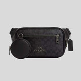 COACH Elias Belt Bag In Signature Canvas Charcoal/Black CZ400