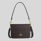 COACH Quinn Bag In Signature Canvas Gold/Walnut/Black CZ770