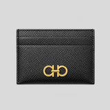 FERRAGAMO Gancini Leather Credit Card Holder Black 220007