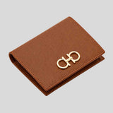 FERRAGAMO Gancini Compact Wallet Natural Brown 789857