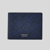 FERRAGAMO Monogram Men's Bifold Wallet Dark Blue Navy/Black 791191