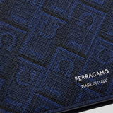 FERRAGAMO Monogram Men's Bifold Wallet Dark Blue Navy/Black 791191