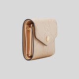 GUCCI Gilbert Calf Leather GG Trifold Wallet Beige 772793