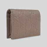 GUCCI GG Emblem Leather Small Bifold Wallet Grey 815901