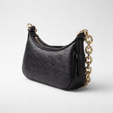 GUCCI Women's GG Emblem Leather Mini Shoulder Bag Black 847091