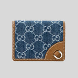 GUCCI GG Emblem Small Wallet Denim/Sundial 820692