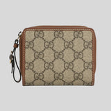 GUCCI GG Emblem Bi-Fold Women's Wallet Beige Dark Brown 819131