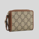 GUCCI GG Emblem Bi-Fold Women's Wallet Beige Dark Brown 819131
