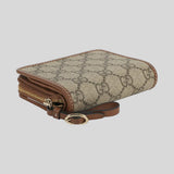 GUCCI GG Emblem Bi-Fold Women's Wallet Beige Dark Brown 819131