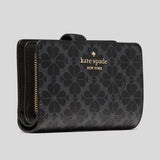 KATE SPADE Spade Flower Medium Compact Bifold Wallet Black KN756