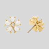 KATE SPADE You're A Gem Flower Studs Clear/Gold KO971
