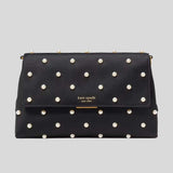 KATE SPADE Grace Pearl Embellished Satin Clutch Black KJ901