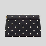 KATE SPADE Grace Pearl Embellished Satin Clutch Black KJ901