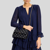 KATE SPADE Grace Pearl Embellished Satin Clutch Black KJ901