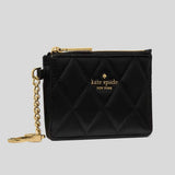 KATE SPADE Quilted Key Ring Card Holder Black KN772