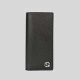 GUCCI Men's Leather Long Bifold Wallet With Interlock GG Logo Black 610467