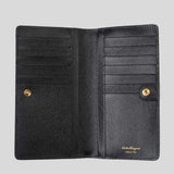 FERRAGAMO Gancini Continental Wallet Black 726510