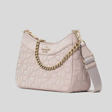 KATE SPADE Spade Flower Quilted Fabric Convertible Crossbody Bag Cozy Grey KK077