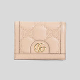 GUCCI GG Matelassé Card Case Wallet Pink Sand 723786
