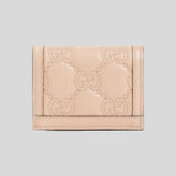 GUCCI GG Matelassé Card Case Wallet Pink Sand 723786