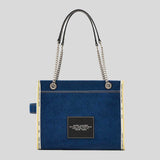 MARC JACOBS The Denim Chain Medium Tote Bag Dark Wash 2F4HTT018H05