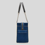 MARC JACOBS The Denim Chain Medium Tote Bag Dark Wash 2F4HTT018H05