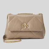 TORY BURCH Small Kira Diamond Quilt Convertible Shoulder Bag Taupe Oak 154706